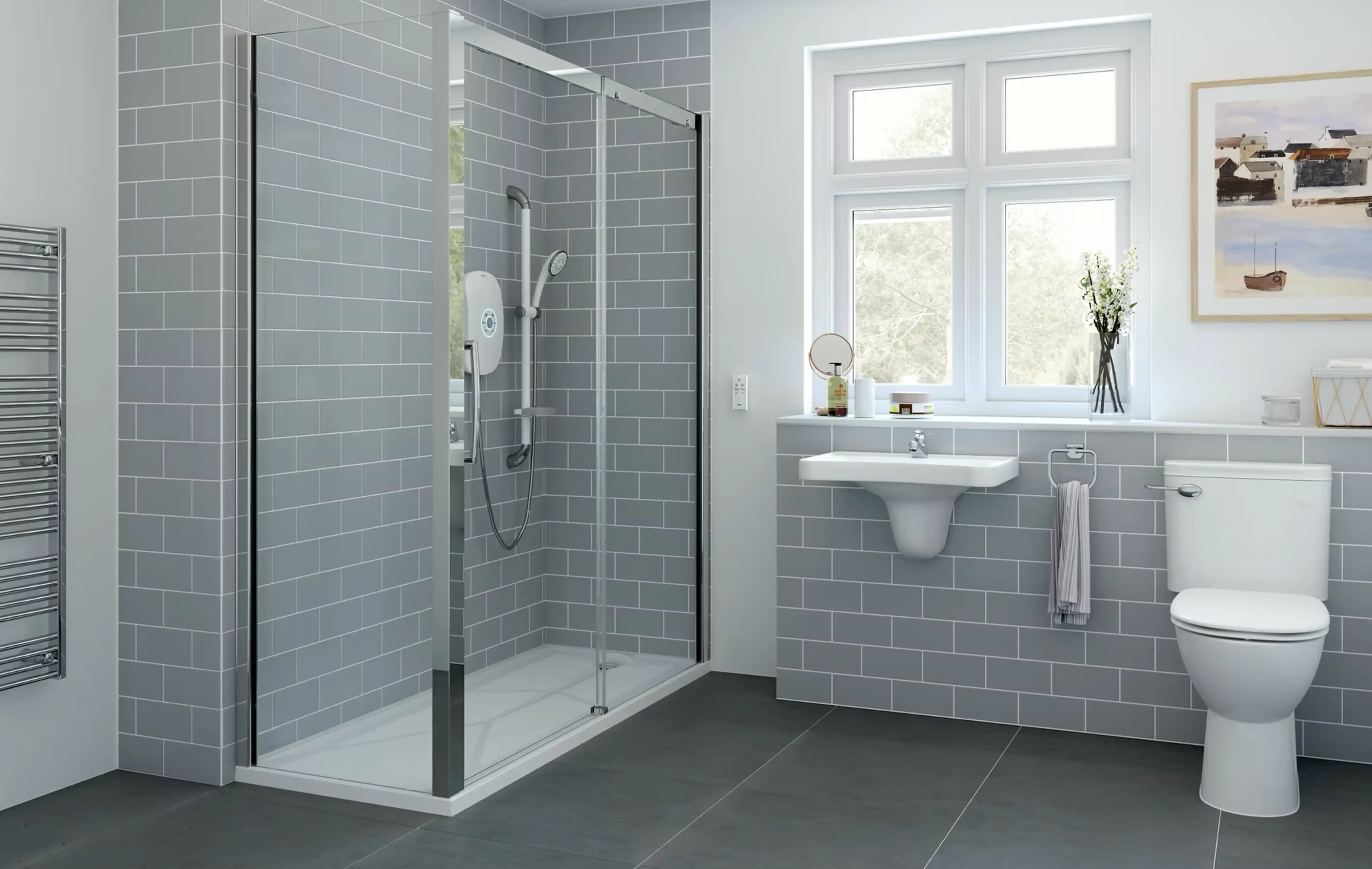 Walk-in shower mobility bathroom solution
